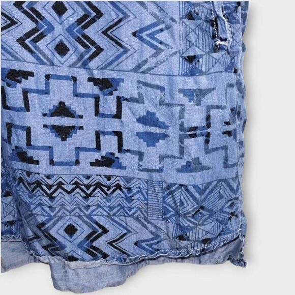 Philosophy Womens Dress Tunic Sz XL Blue Aztec Chambray Western Boho Streetwear - Picture 5 of 12